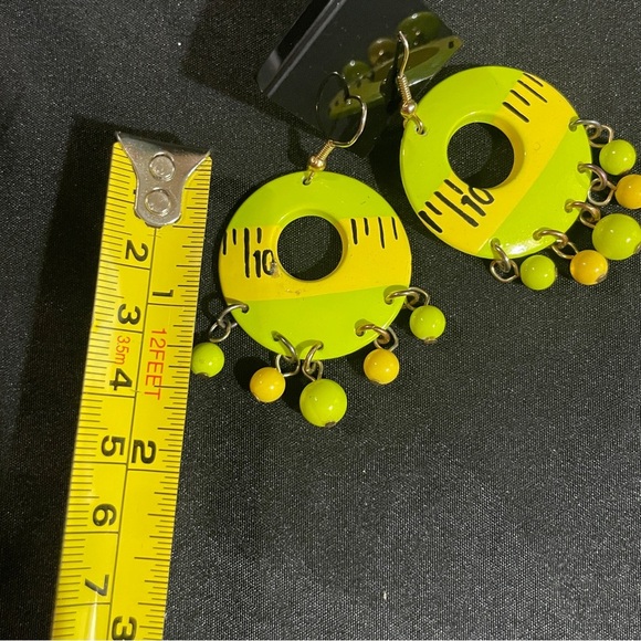 Green and Yellow Dangle Earrings - Picture 4 of 4